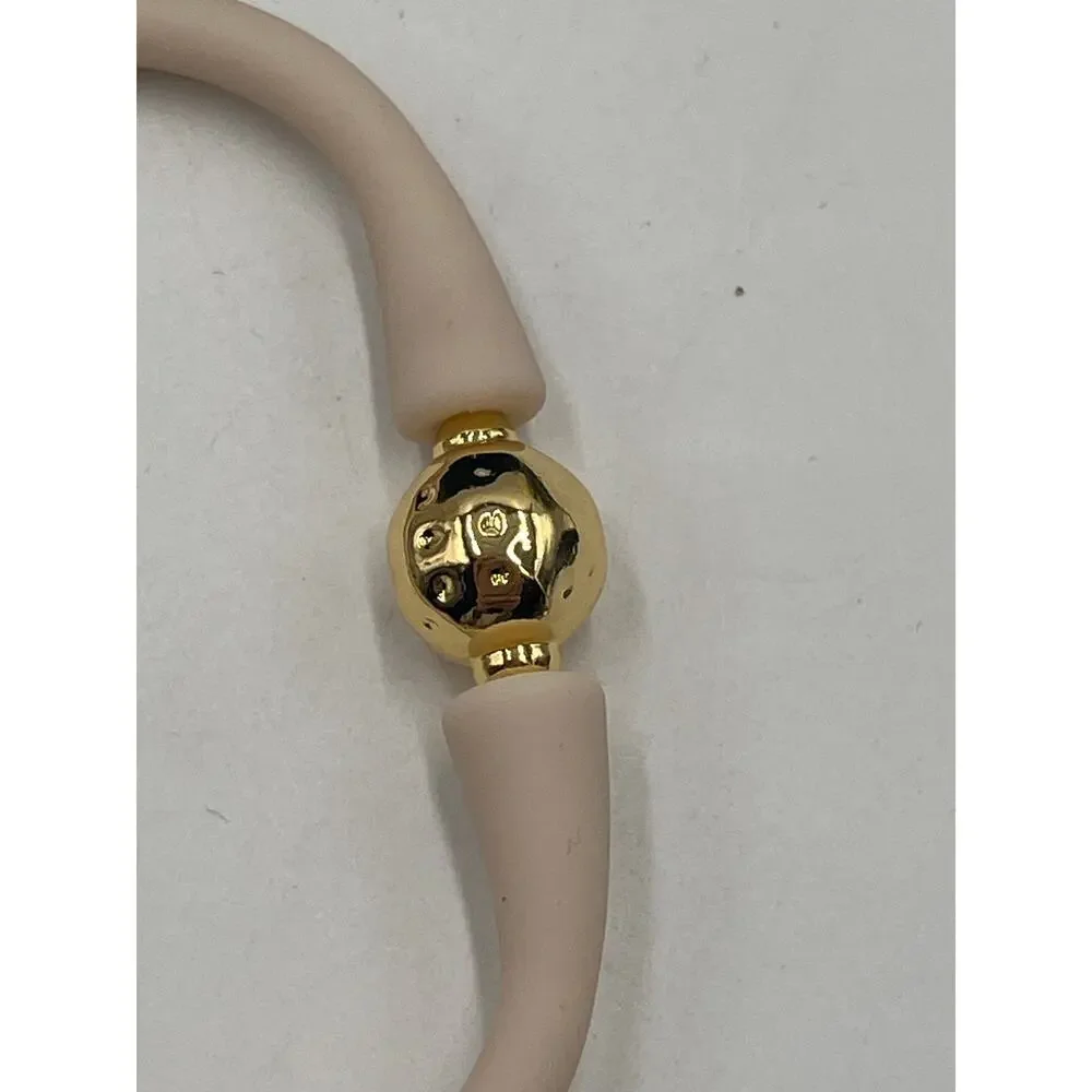 Gresham Florence Off White Silicone Water Resistant‎ Hammered Gold Ball Bracelet